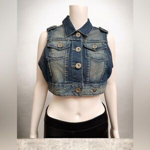 Apple Bottoms Blue Denim Cropped Vest
